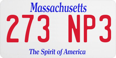 MA license plate 273NP3