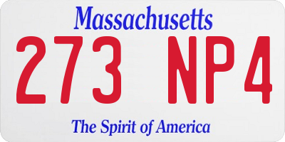 MA license plate 273NP4