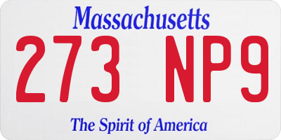 MA license plate 273NP9