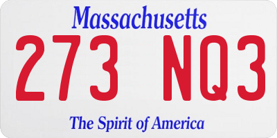 MA license plate 273NQ3