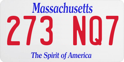 MA license plate 273NQ7