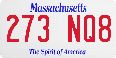 MA license plate 273NQ8