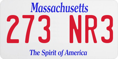 MA license plate 273NR3