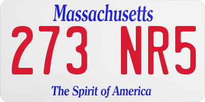 MA license plate 273NR5