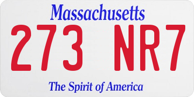 MA license plate 273NR7