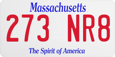 MA license plate 273NR8