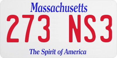 MA license plate 273NS3