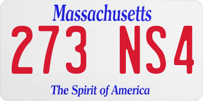 MA license plate 273NS4