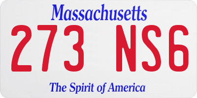 MA license plate 273NS6
