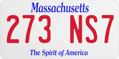 MA license plate 273NS7