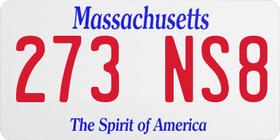MA license plate 273NS8