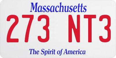 MA license plate 273NT3