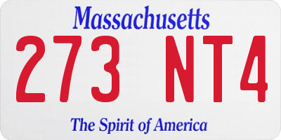 MA license plate 273NT4