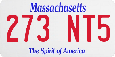 MA license plate 273NT5