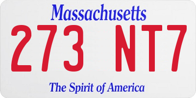 MA license plate 273NT7