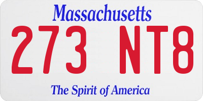 MA license plate 273NT8