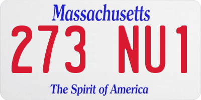MA license plate 273NU1