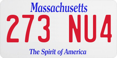 MA license plate 273NU4