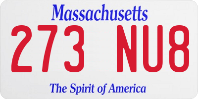 MA license plate 273NU8