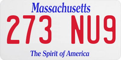 MA license plate 273NU9