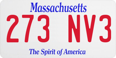 MA license plate 273NV3
