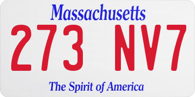 MA license plate 273NV7