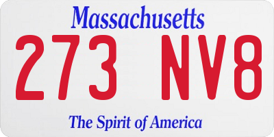 MA license plate 273NV8