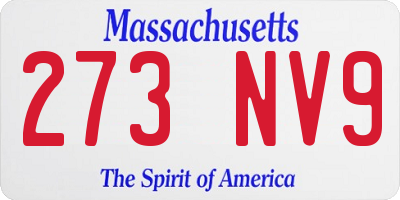 MA license plate 273NV9