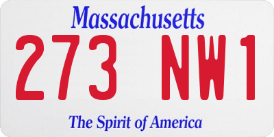 MA license plate 273NW1