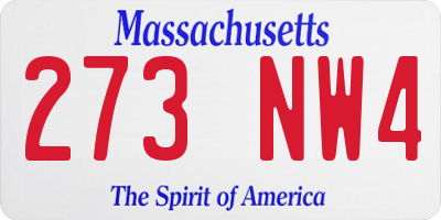 MA license plate 273NW4