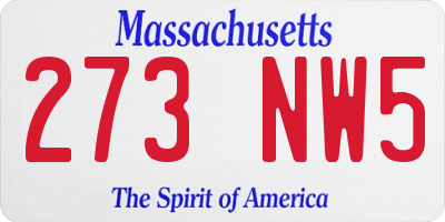 MA license plate 273NW5