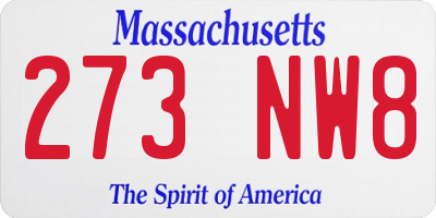 MA license plate 273NW8