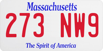 MA license plate 273NW9