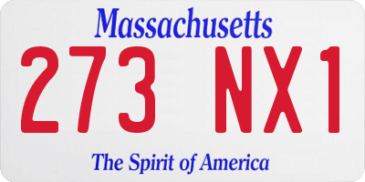 MA license plate 273NX1