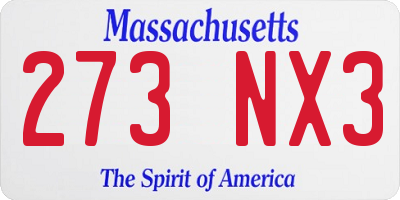 MA license plate 273NX3