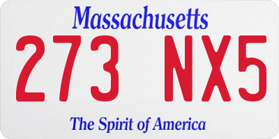 MA license plate 273NX5