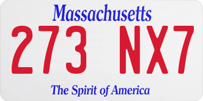 MA license plate 273NX7