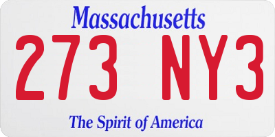 MA license plate 273NY3