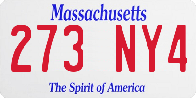 MA license plate 273NY4