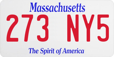 MA license plate 273NY5