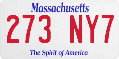 MA license plate 273NY7