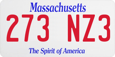 MA license plate 273NZ3