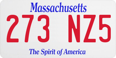 MA license plate 273NZ5