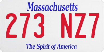 MA license plate 273NZ7