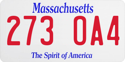 MA license plate 273OA4