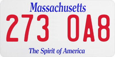 MA license plate 273OA8