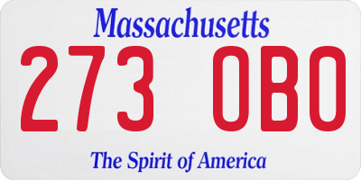 MA license plate 273OB0