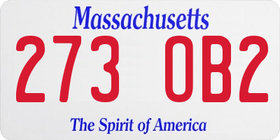 MA license plate 273OB2
