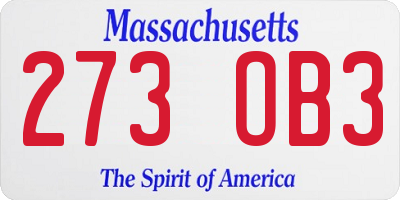 MA license plate 273OB3