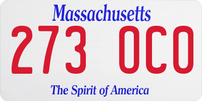 MA license plate 273OC0